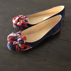 Purple suede flats with ribbon detail